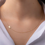 14k Gold Asymmetrical Hamsa with Diamond Necklace Zoe Lev Jewelry