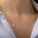 14k Gold Asymmetrical Hamsa with Diamond Necklace Zoe Lev Jewelry