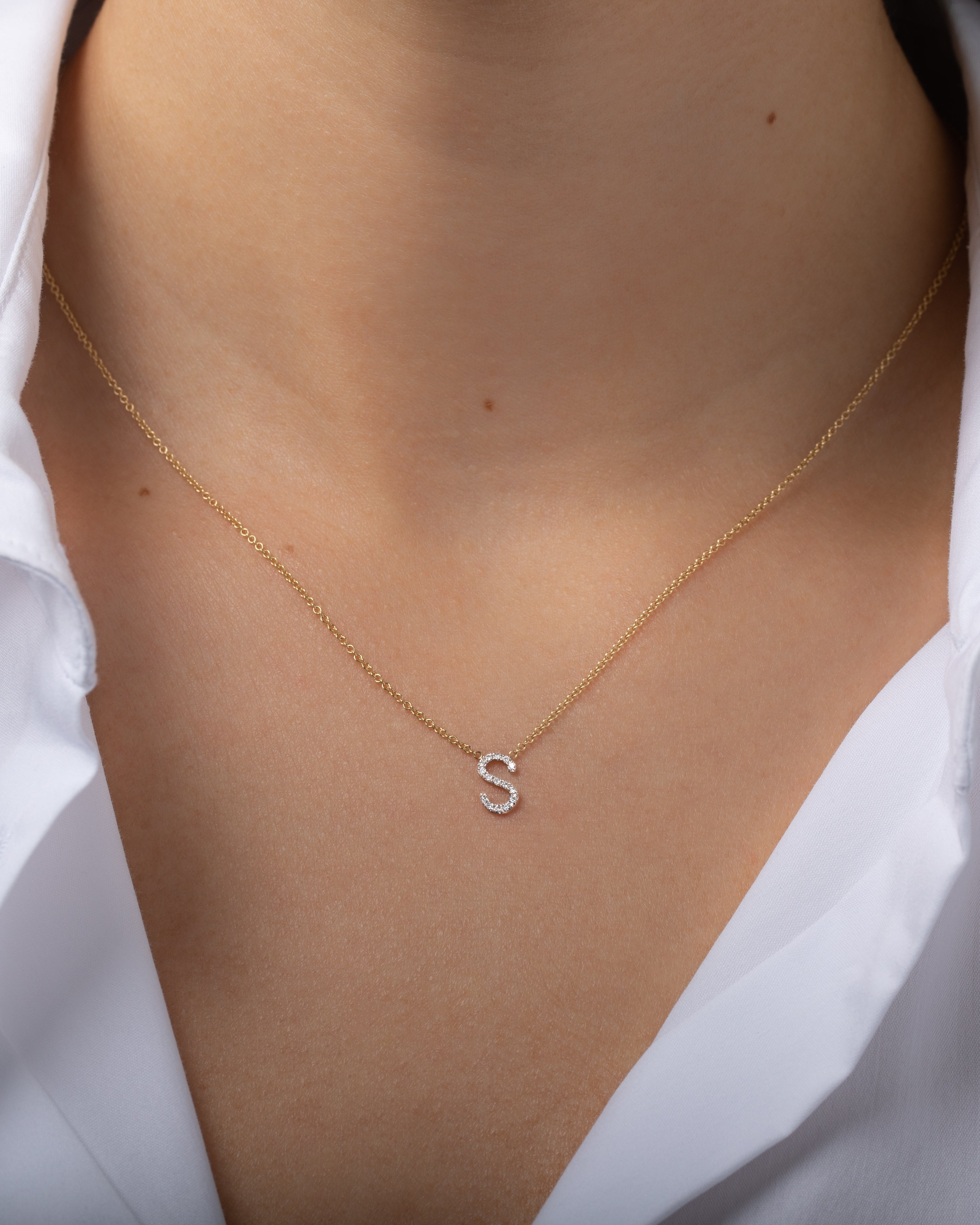 Diamond Initial Necklace Personalized Zoe Lev Jewelry