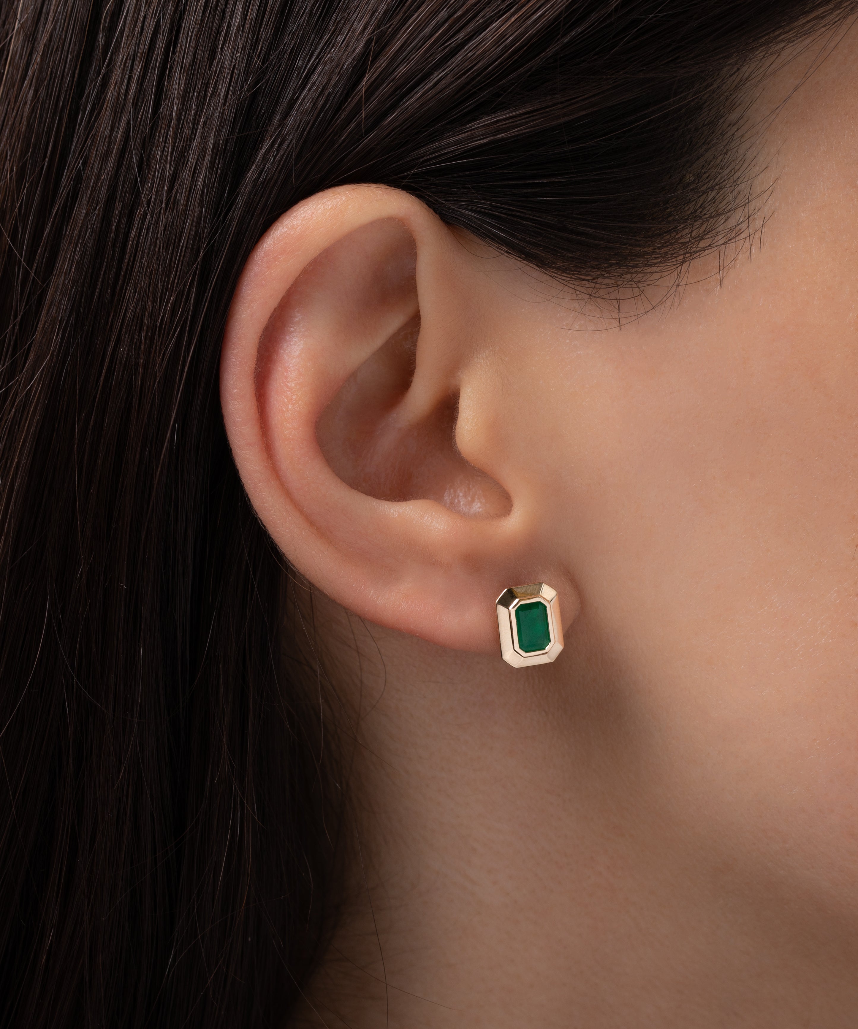Large Emerald Cut Emerald Stud Earrings SAMPLE SALE Zoe Lev Jewelry