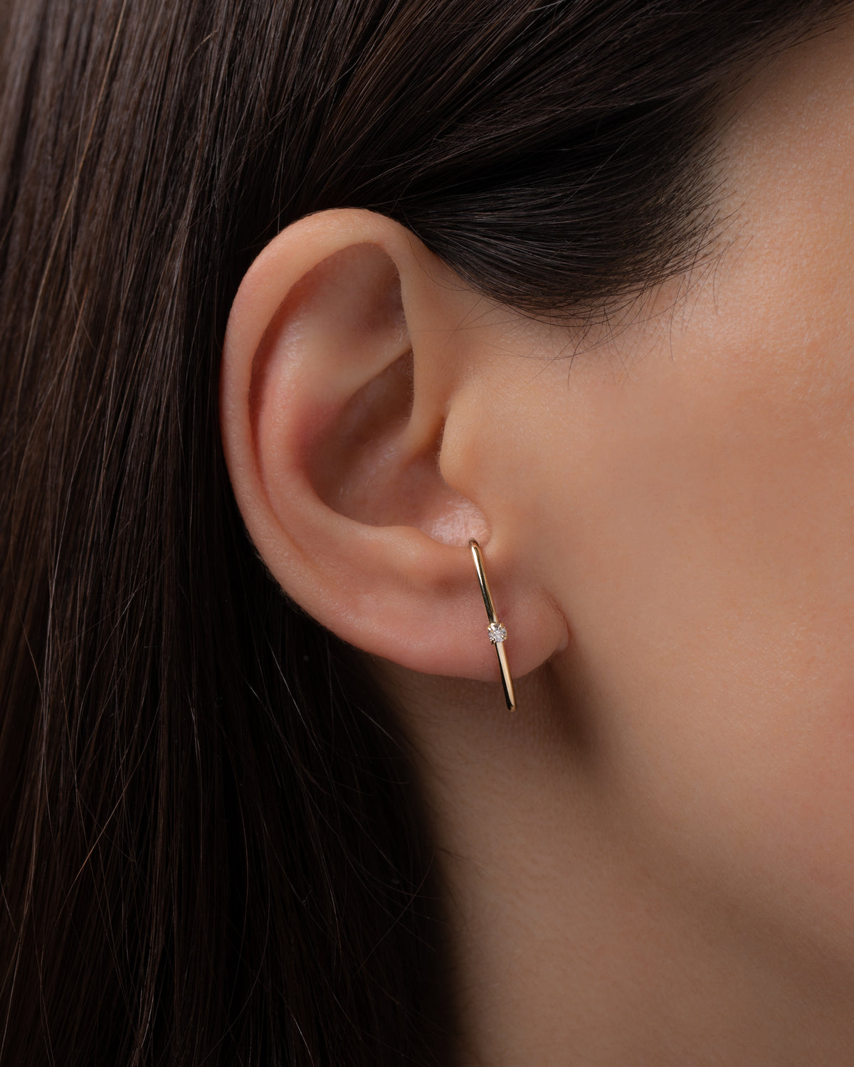 14k Gold Cartilage Diamond Stud Earrings