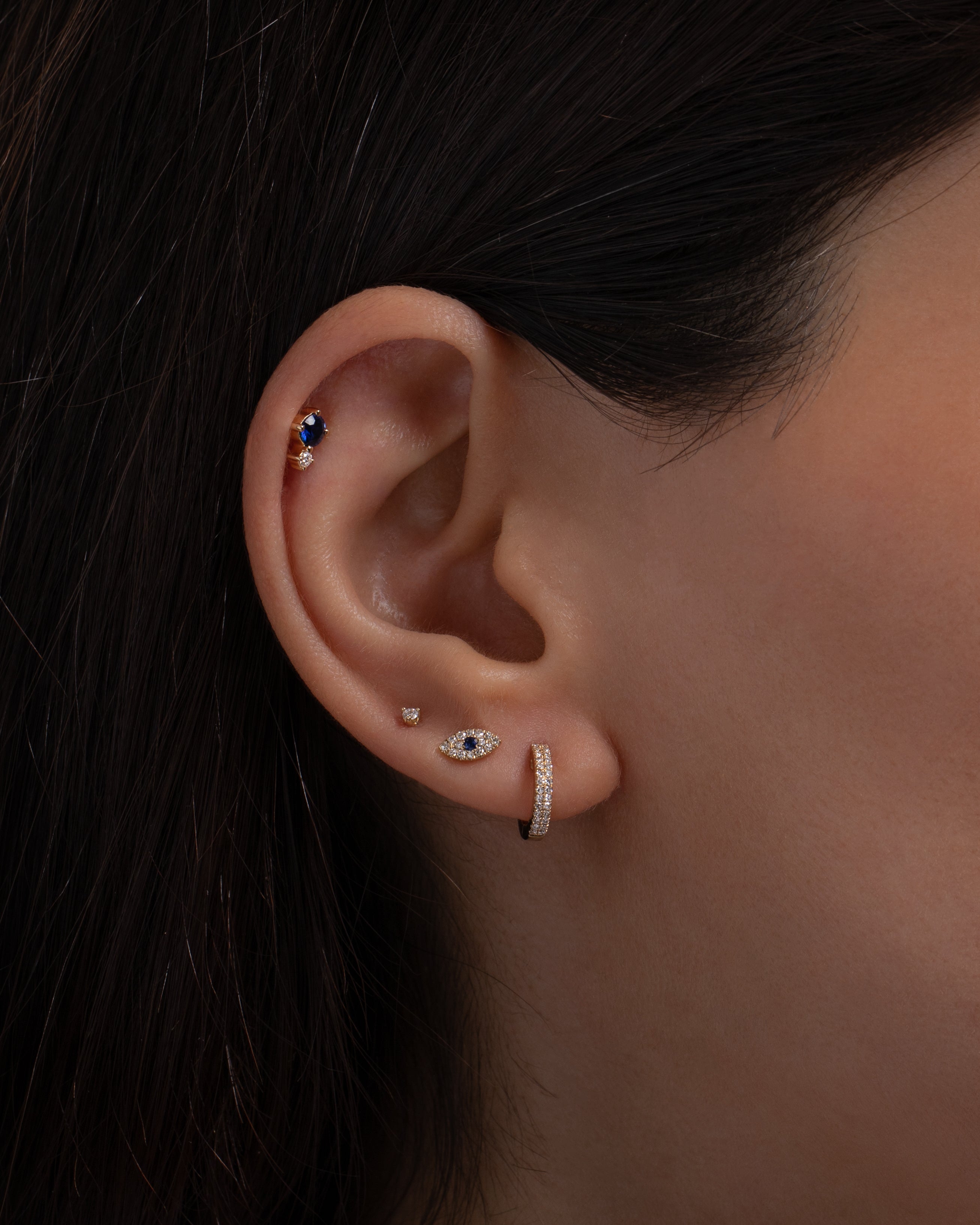 Double Diamond Huggie Earrings Hoops & Huggies Zoe Lev Jewelry