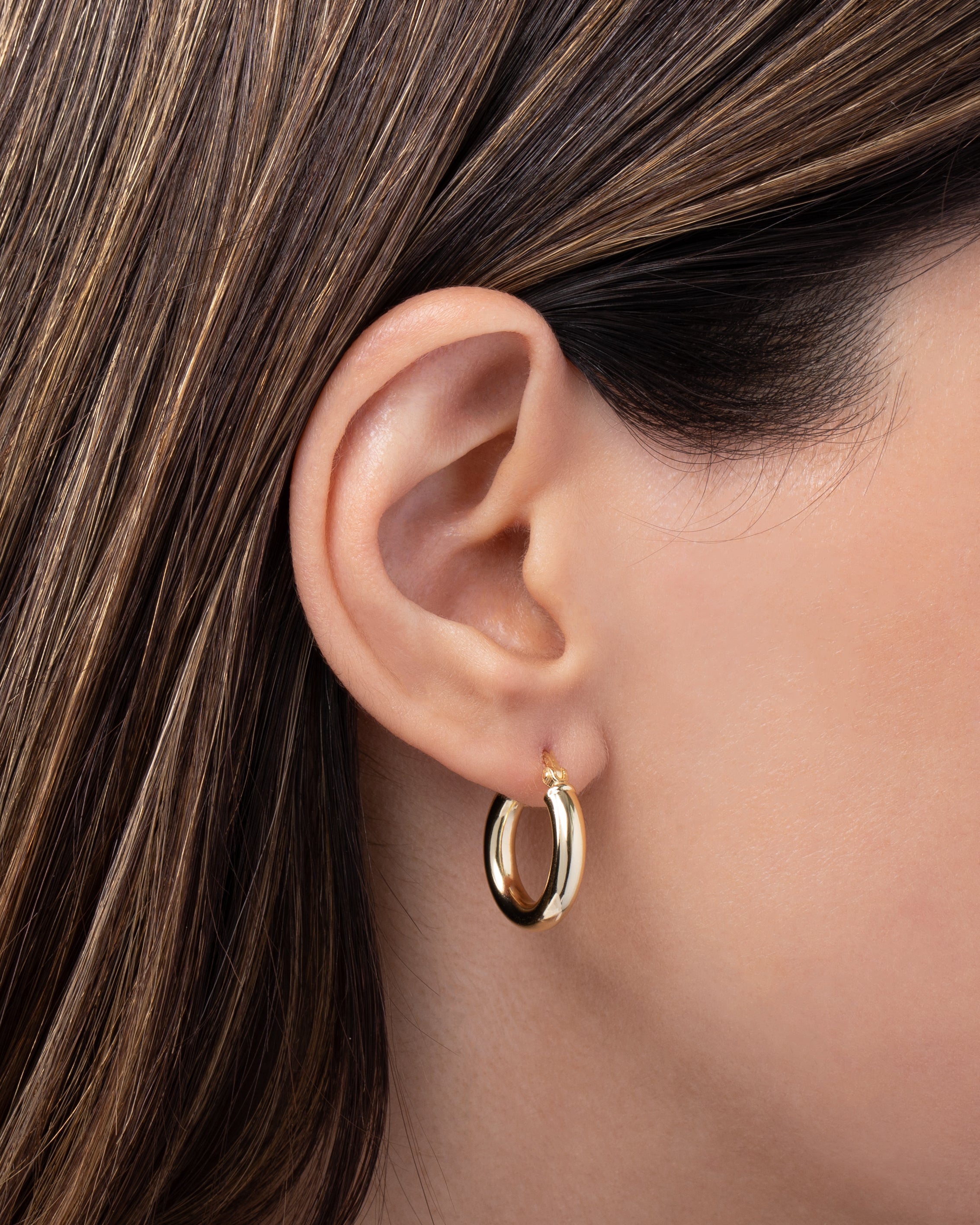 Small Thick Hoop Earrings Vermeil Zoe Lev Jewelry