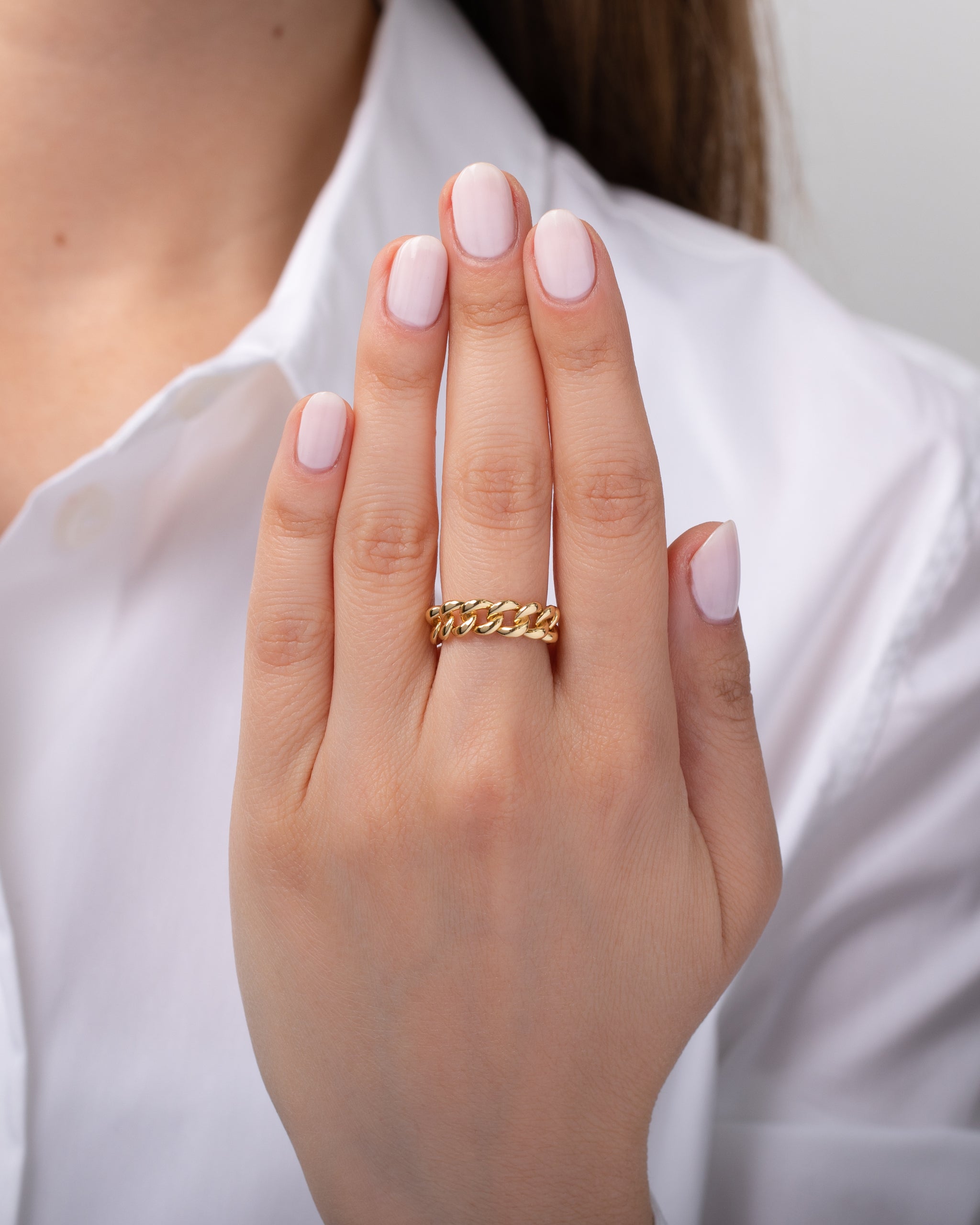 Crystal Cuban Link Ring | Gold – The Lush Label