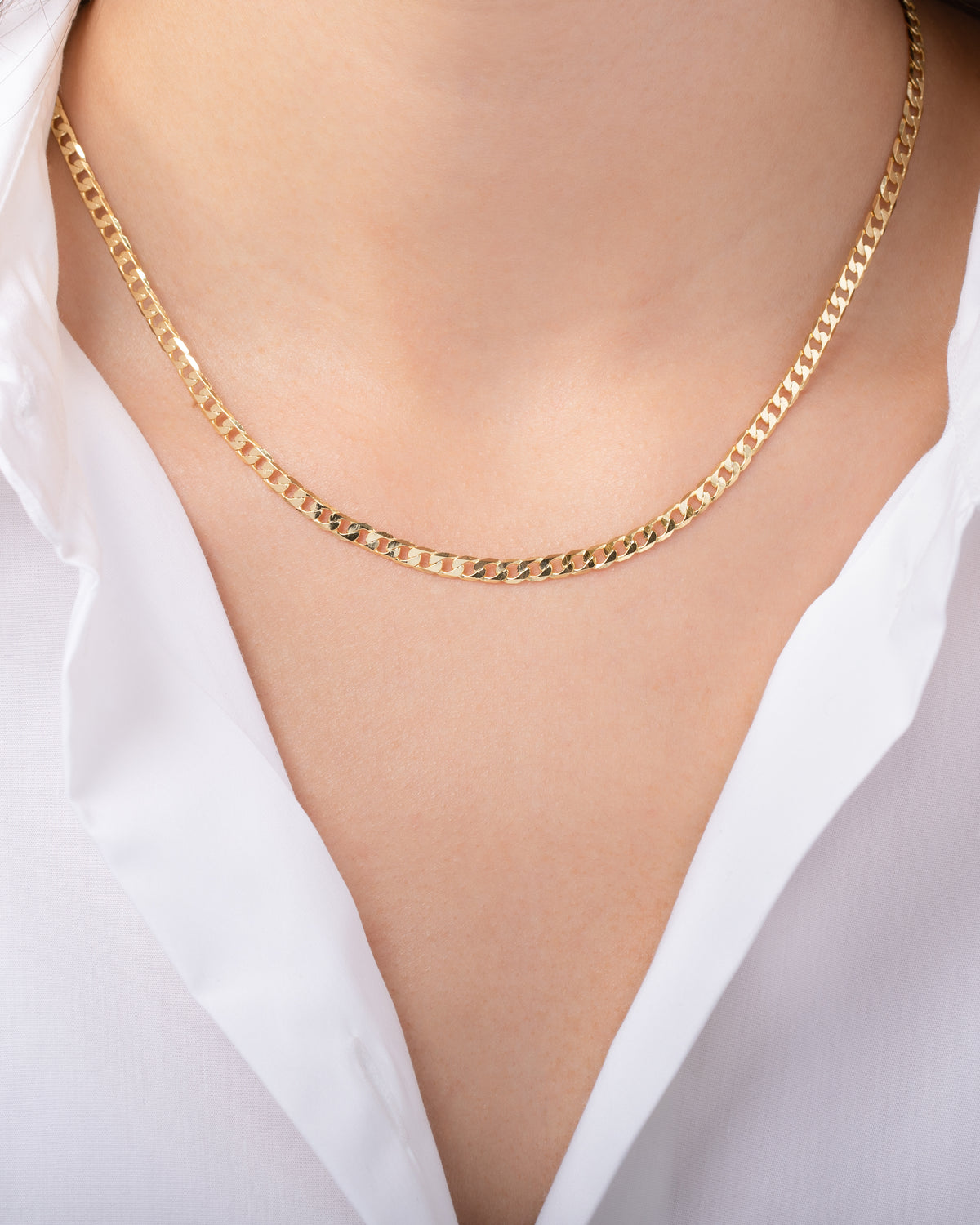 Gold Vermeil Flat Cuban Chain Necklace
