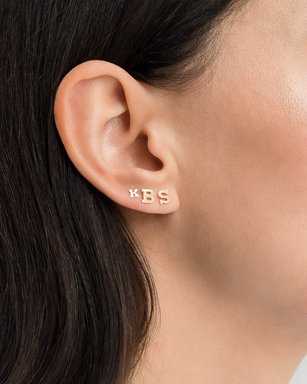 Mini 14k Yellow Gold Initial Stud Earring SAMPLE SALE Zoe Lev Jewelry