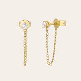 3 Prong Diamond Stud Chain Earrings Zoe Lev Jewelry