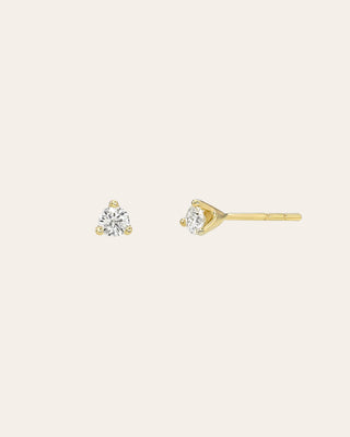 3 Prong Diamond Stud Earrings