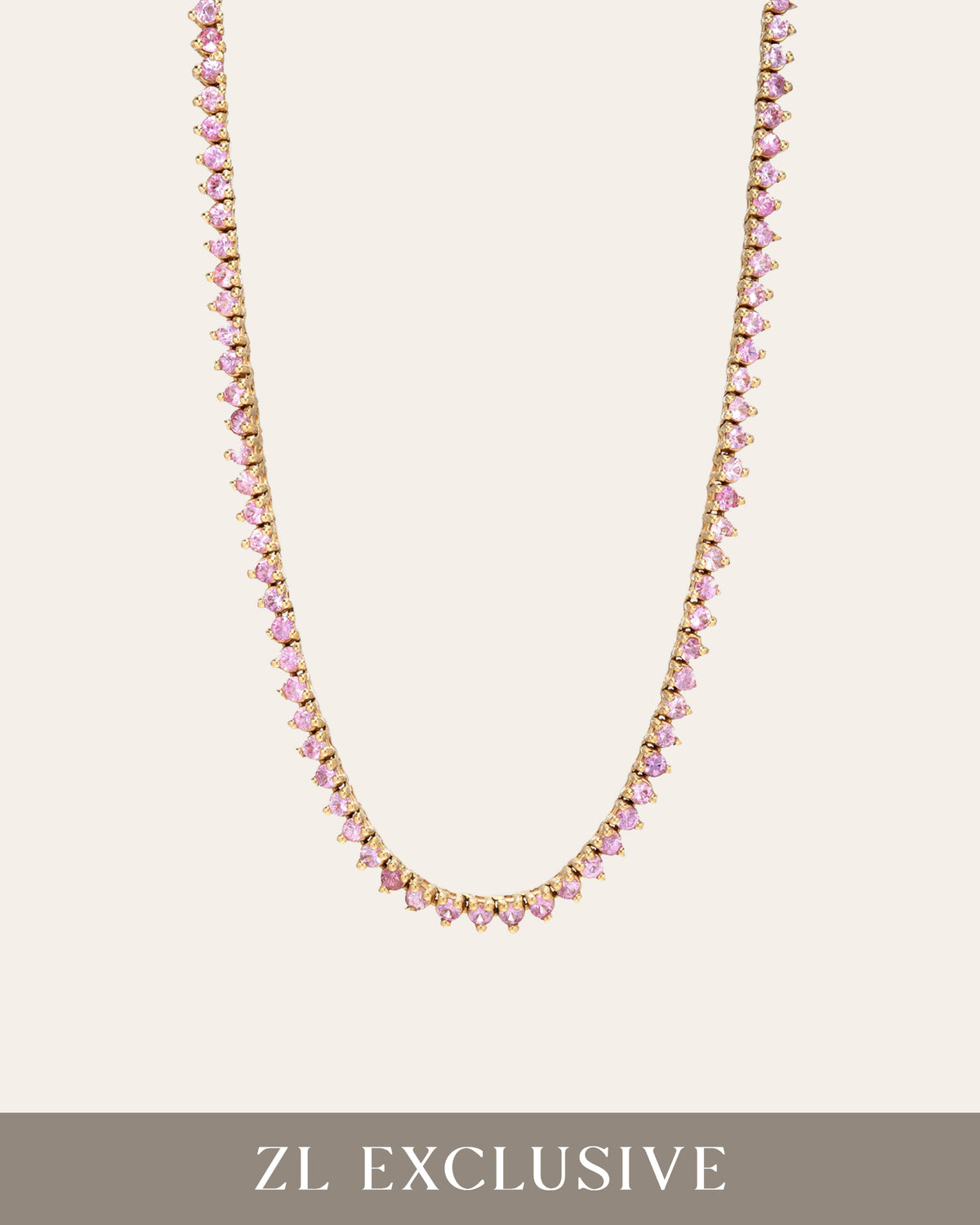 3 Prong Pink Sapphire Tennis Necklace