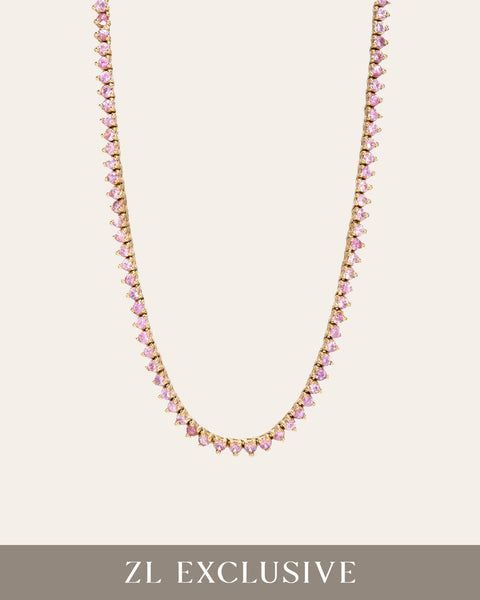 Pink Sapphire Tennis Necklace | Princess Jewelry Shop 10.0 Carats