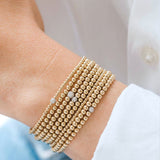 3mm Gold Bead Bracelet with Diamond Bead Zoe Lev Jewelry