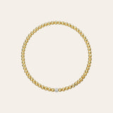 3mm Gold Bead Bracelet with Diamond Bead Zoe Lev Jewelry