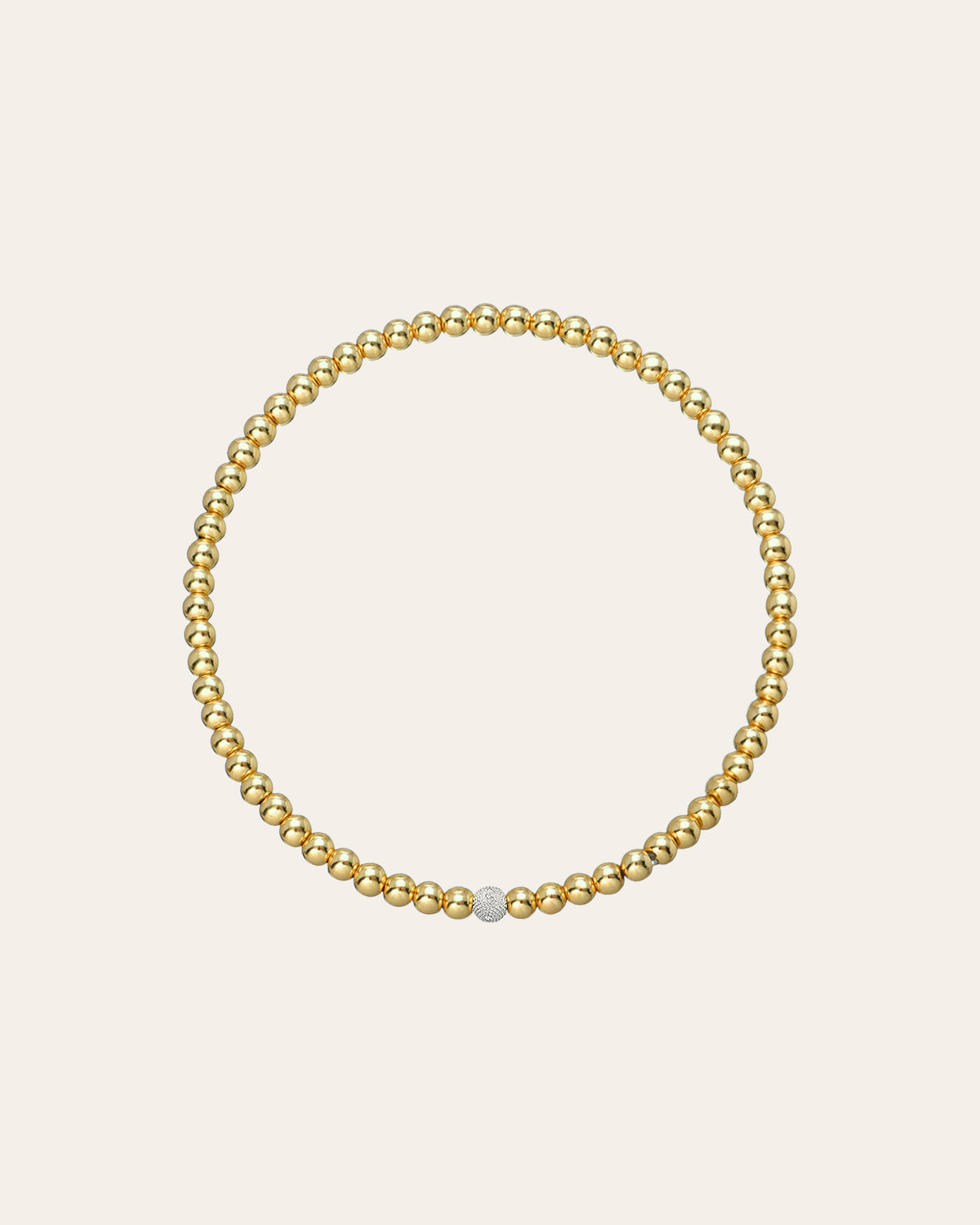 3mm Gold Bead Bracelet with Diamond Bead