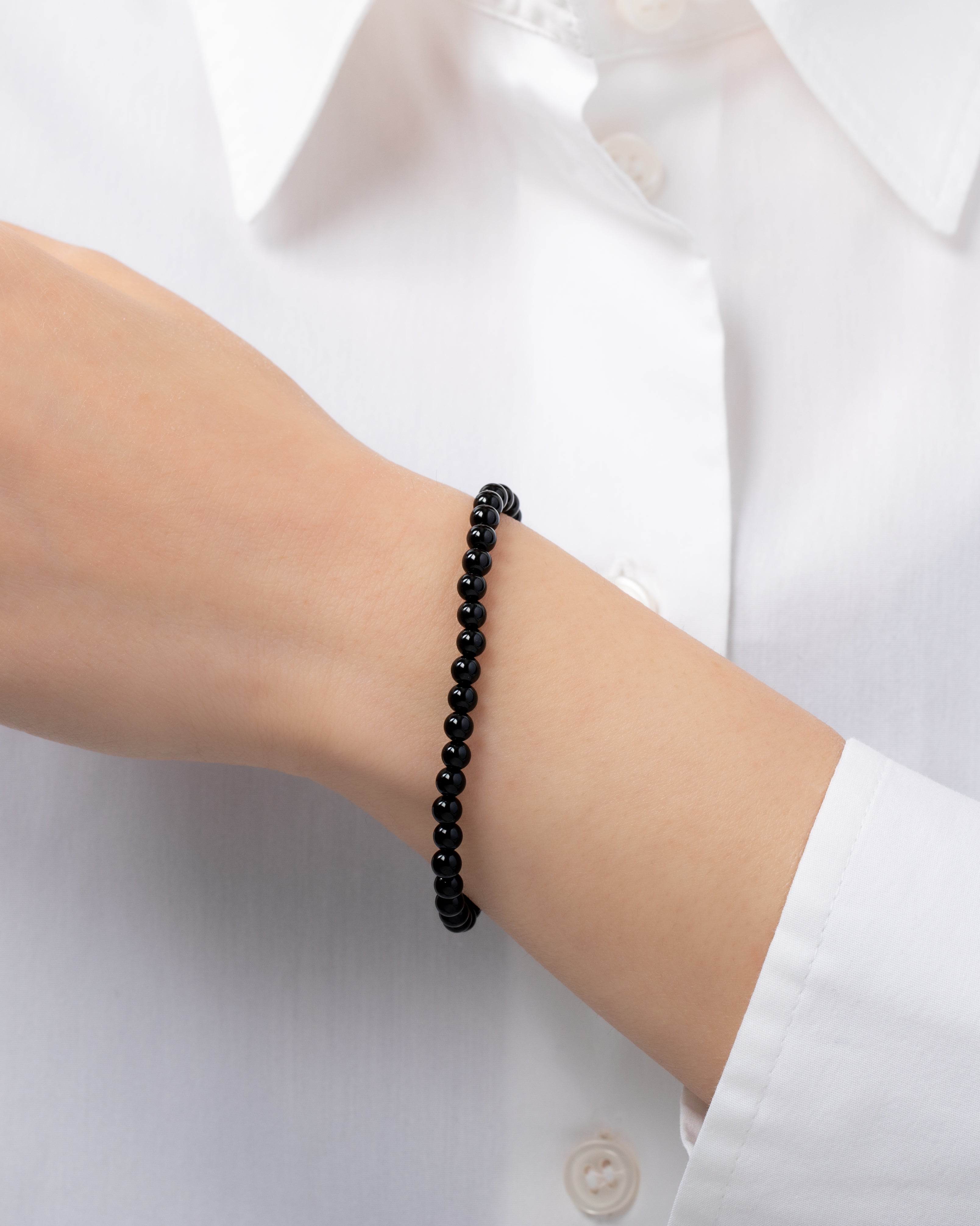 4mm Black Onyx Bead Bracelet Bead Bracelets Zoe Lev Jewelry