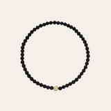 3mm Black Onyx Bead Bracelet with Diamond Bead Bead Bracelets Zoe Lev Jewelry