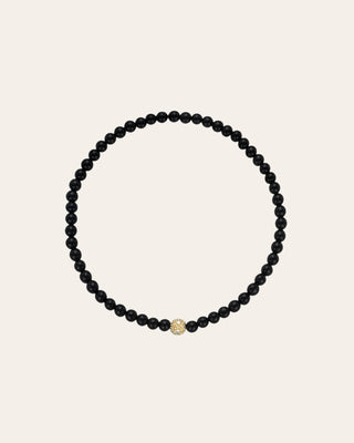 3mm Black Onyx Bead Bracelet with Diamond Bead