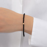 3mm Black Onyx Bead Bracelet with Diamond Bead Bead Bracelets Zoe Lev Jewelry