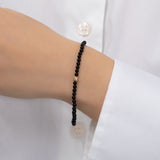 3mm Black Onyx Bead Bracelet with Diamond Bead Bead Bracelets Zoe Lev Jewelry