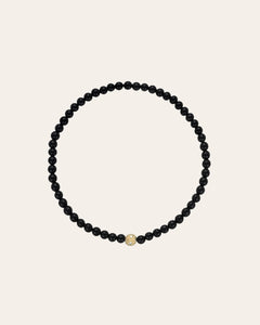 Movado  Movado Men's Black Onyx Beaded Bracelet With Gold Signature Bead