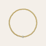 3mm Gold Bead Bracelet with Diamond Bar Bead Bracelets Zoe Lev Jewelry