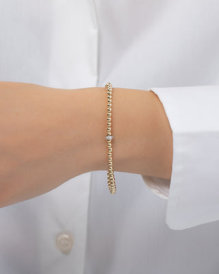 3mm Gold Bead Bracelet with Diamond Bar