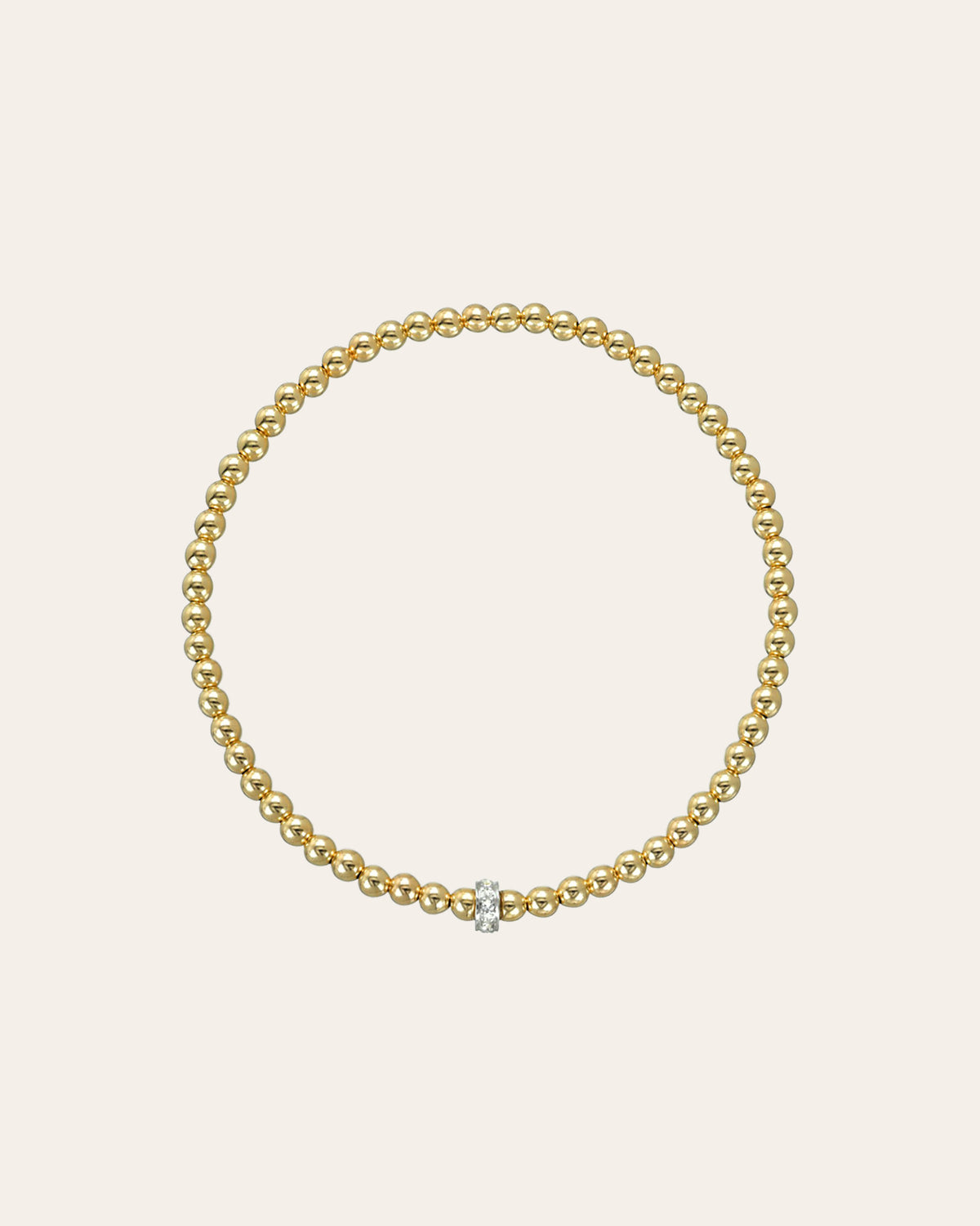 3mm Gold Bead Bracelet with Diamond Bar