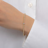 3mm Gold Bead Bracelet with Diamond Bar Bead Bracelets Zoe Lev Jewelry