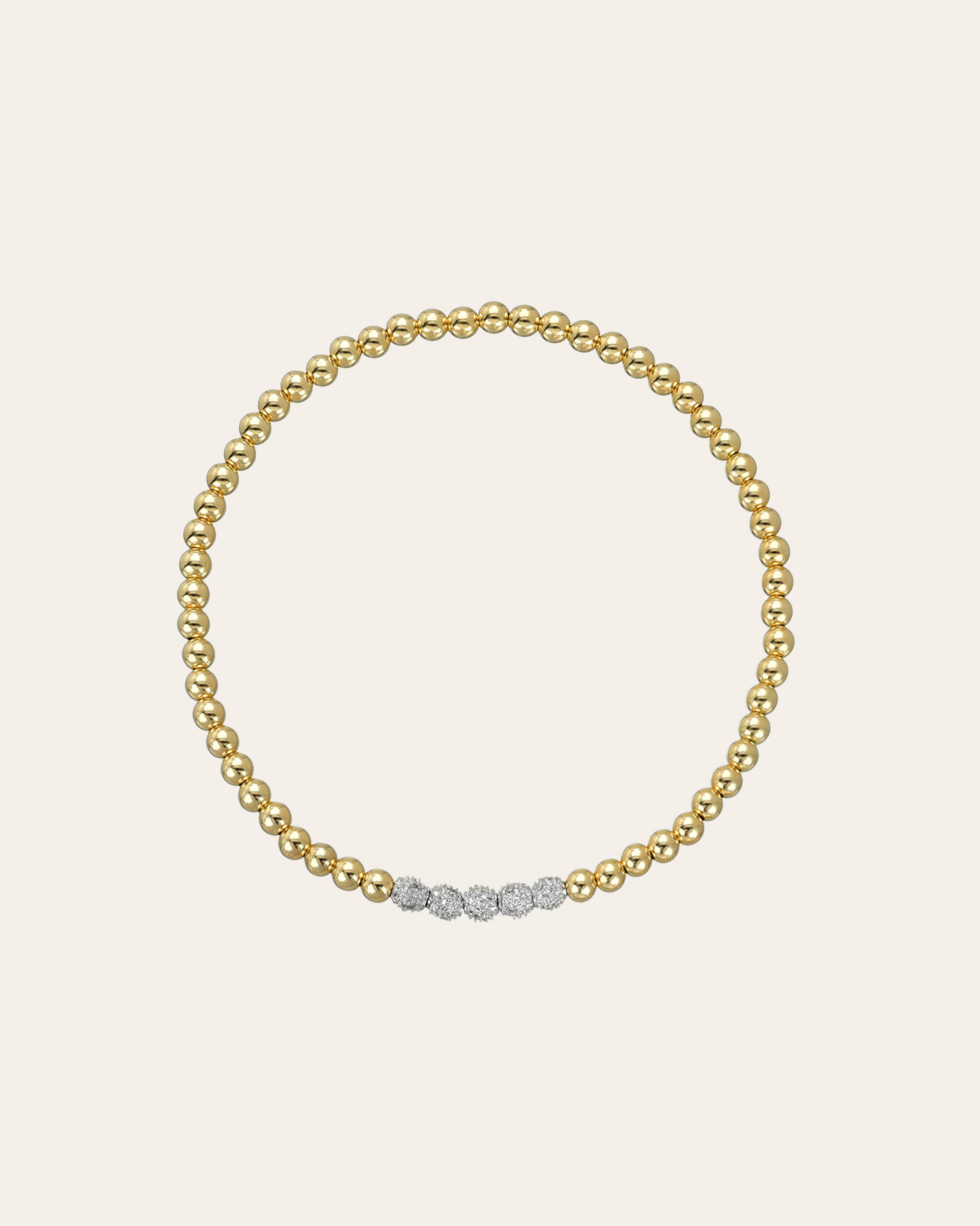 3mm Gold Bead Bracelet with Multi Diamond Beads Bead Bracelets Zoe Lev Jewelry