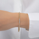 3mm Gold Bead Bracelet with Multi Diamond Beads Bead Bracelets Zoe Lev Jewelry