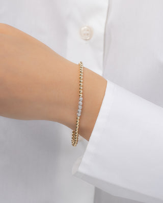 3mm Gold Bead Bracelet with Multi Diamond Beads