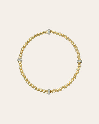 3mm Gold Segment Bead Bracelet with Diamond Bars