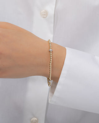 3mm Gold Segment Bead Bracelet with Diamond Bars