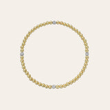 3mm Gold Segment Bead Bracelet with Diamond Beads - 6.5" SAMPLE SALE Zoe Lev Jewelry
