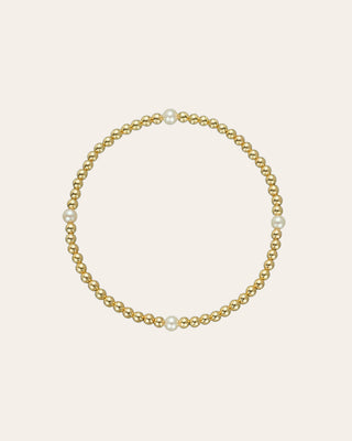 3mm Gold Segment Bead Bracelet with Pearl Beads