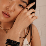 3mm Black Onyx Bead Bracelet with Diamond Bead Bead Bracelets Zoe Lev Jewelry