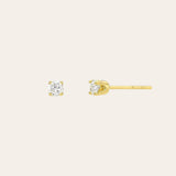 4 Prong Diamond Stud Earrings Zoe Lev Jewelry 14K Yellow Gold Pair [+$250]