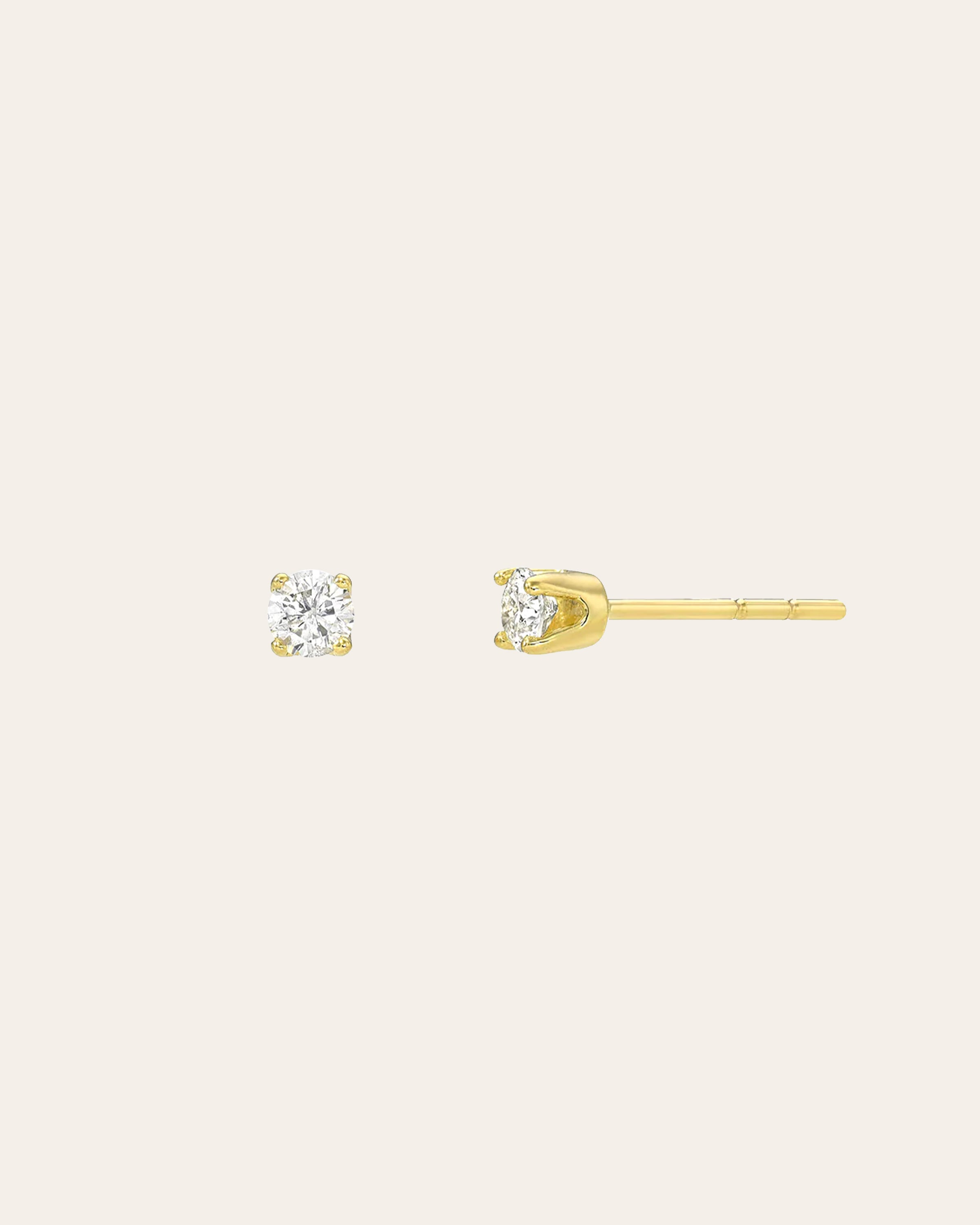 4 Prong Diamond Stud Earrings Zoe Lev Jewelry 14K Yellow Gold Pair [+$250]