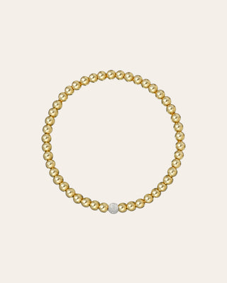 4mm Gold Bead Bracelet with Diamond Bead