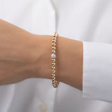 5mm Gold Bead Bracelet with Diamond Bead Zoe Lev Jewelry