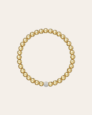 5mm Gold Bead Bracelet with Diamond Bead