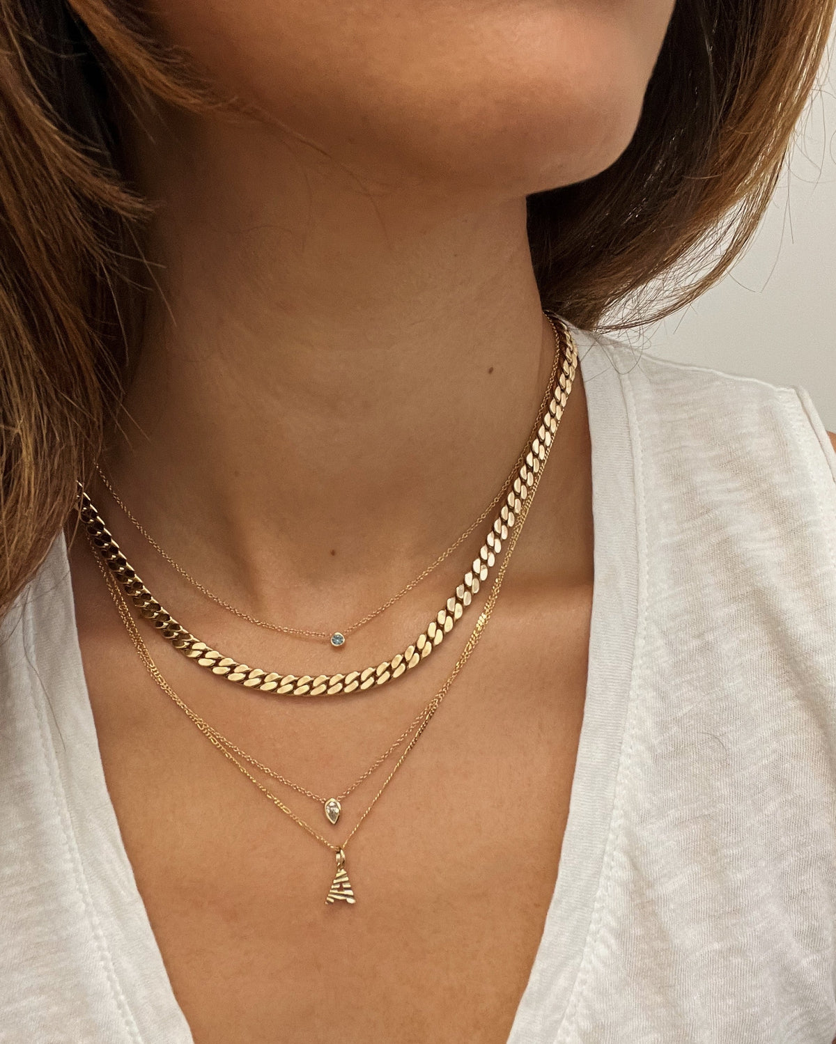 14K Gold Pleated Initial Necklace