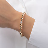 6mm Gold Bead Bracelet with Diamond Bead Zoe Lev Jewelry