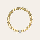 6mm Gold Bead Bracelet with Diamond Bead Zoe Lev Jewelry