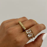 14K Gold Bar Gothic Signet Ring - Sarah SAMPLE SALE Zoe Lev Jewelry