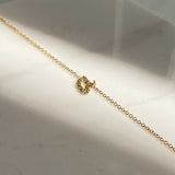 Mini Diamond Asymmetrical Script Initial Necklace Personalized Zoe Lev Jewelry