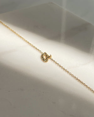 Mini Diamond Asymmetrical Script Initial Necklace - Zoe Lev Jewelry