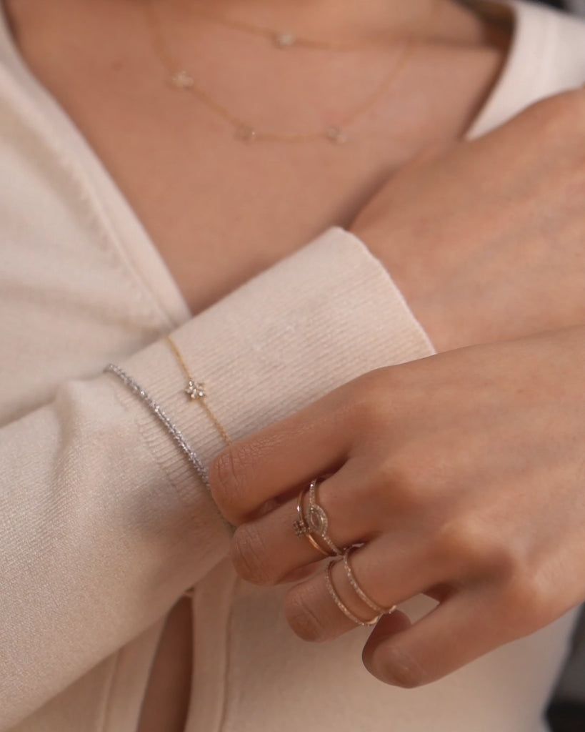 Diamond Set Flower Bracelet SAMPLE SALE Zoe Lev Jewelry