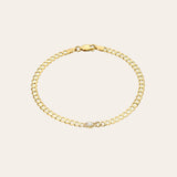 Bezel Diamond Cuban Link Bracelet Zoe Lev Jewelry