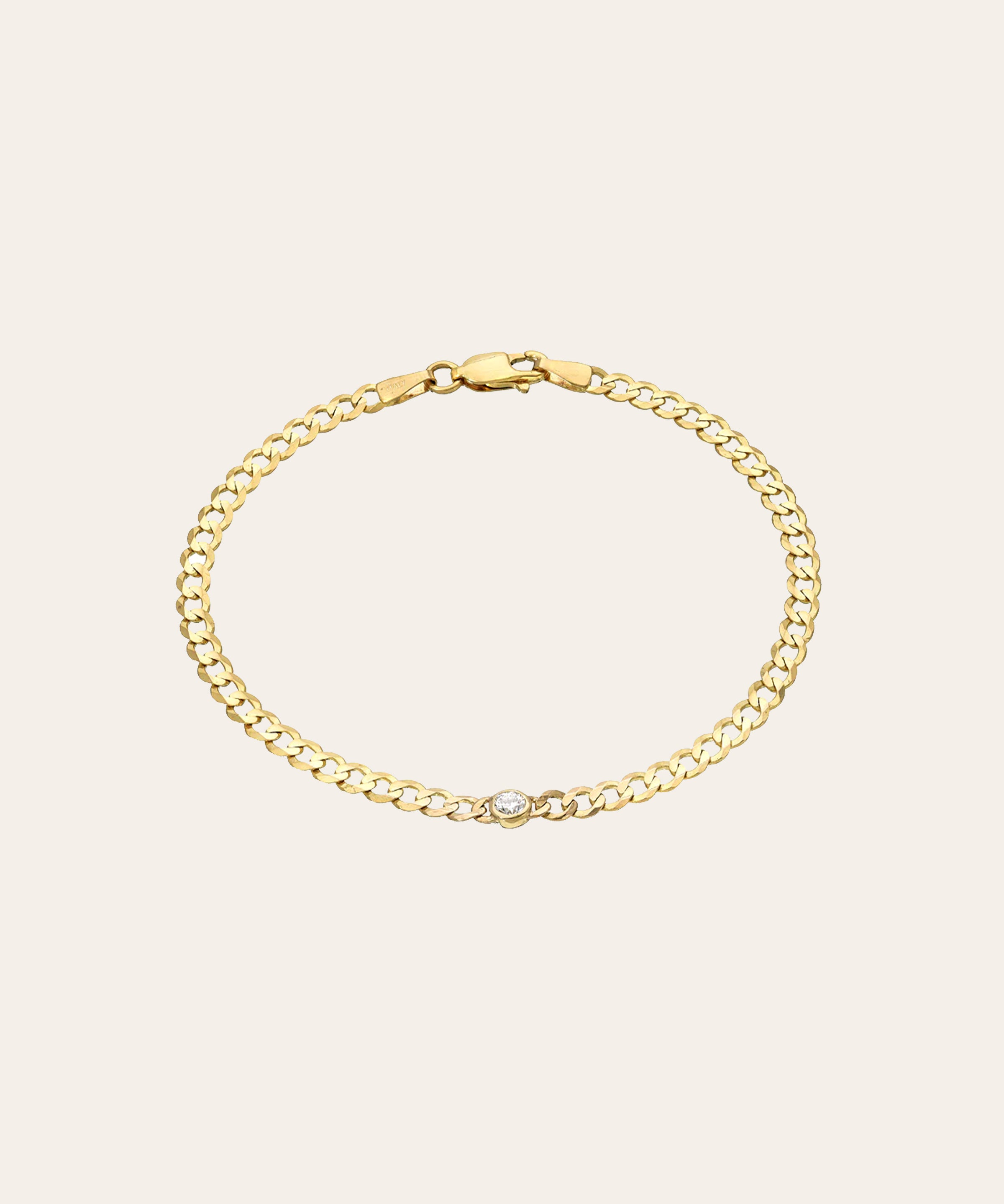Bezel Diamond Cuban Link Bracelet Zoe Lev Jewelry
