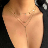 14k Gold Bezel Diamond Lariat Necklace Zoe Lev Jewelry